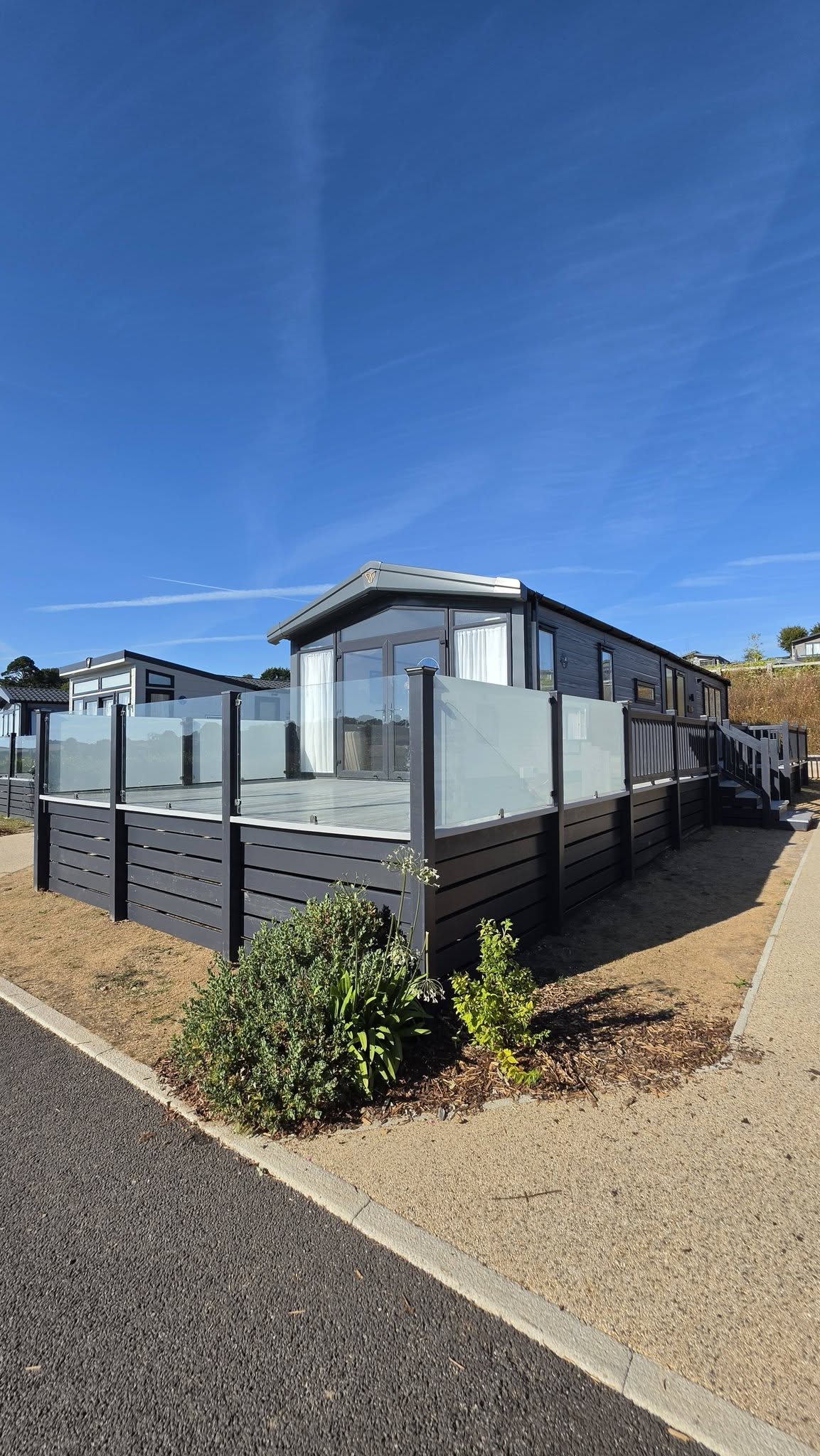 Decking with glass balustrades